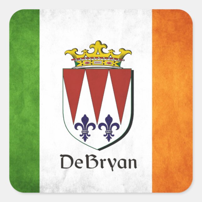 Pegatina Cuadrada Bandera irlandesa DeBryan (Anverso)