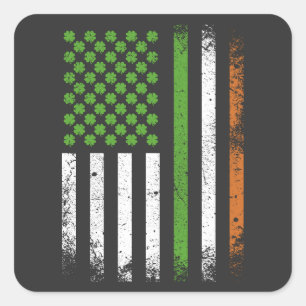 Pegatina Cuadrada Bandera irlandesa norteamericana