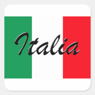 Pegatina Cuadrada Bandera italiana - Alta calidad