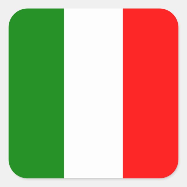 Pegatina Cuadrada Bandera italiana de Italia bandiera d'Italia Trico (Anverso)