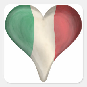 Pegatina Cuadrada Bandera Italiana En El Corazón