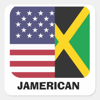 Pegatina Cuadrada Bandera jamaiquina americana, 4 de julio