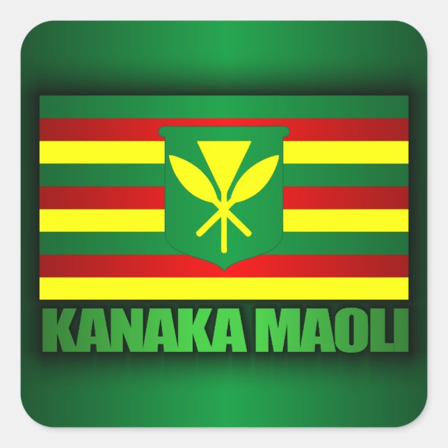 Pegatina Cuadrada Bandera Kanaka Maoli (Anverso)