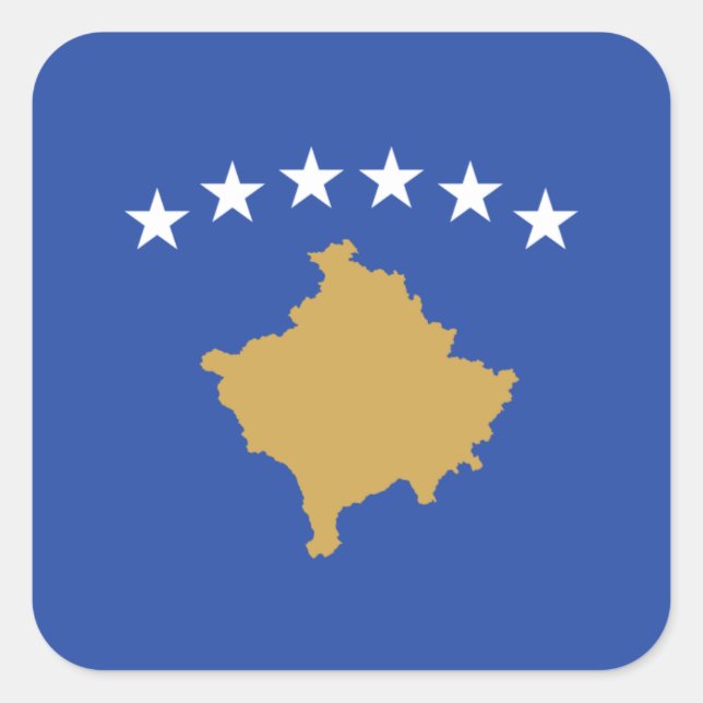 Pegatina Cuadrada Bandera kosovar, bandera de Kosovo (Anverso)