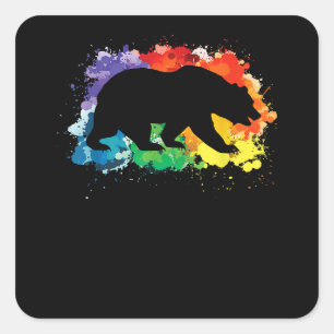 Pegatina Cuadrada Bandera LGBT suena gay, estoy en copia