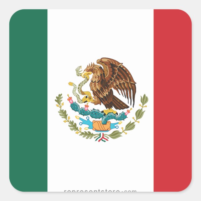 Pegatina Cuadrada Bandera lisa de México (Anverso)