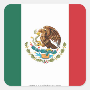 Pegatina Cuadrada Bandera llana de México