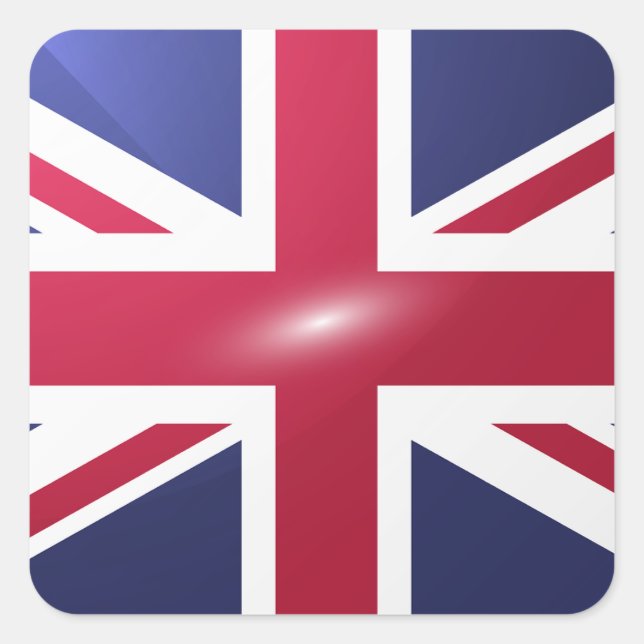 Pegatina Cuadrada Bandera lustre cuadrada del Reino Unido (Anverso)