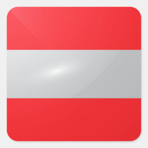 Pegatina Cuadrada Bandera lustrosa cuadrada de Austria