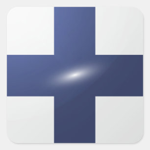 Pegatina Cuadrada Bandera lustrosa cuadrada de Finlandia
