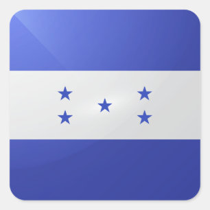 Pegatina Cuadrada Bandera lustrosa cuadrada de Honduras