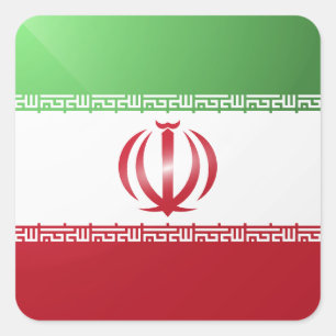 Pegatina Cuadrada Bandera lustrosa cuadrada de Irán