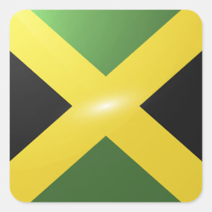 Pegatina Cuadrada Bandera lustrosa cuadrada de Jamaica
