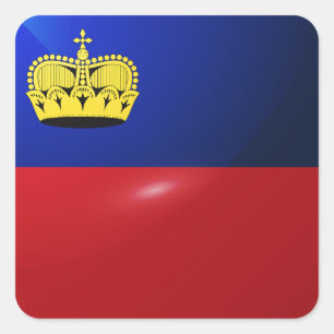 Pegatina Cuadrada Bandera lustrosa cuadrada de Liechtenstein