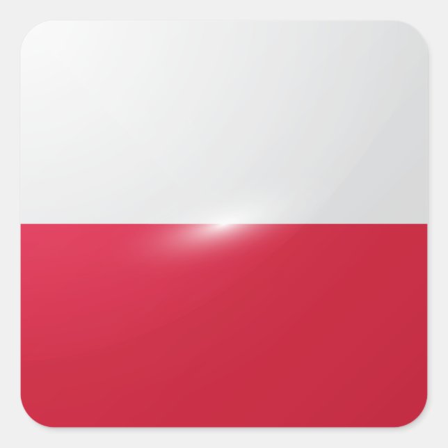 Pegatina Cuadrada Bandera lustrosa cuadrada de Polonia (Anverso)
