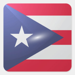 Pegatina Cuadrada Bandera lustrosa cuadrada de Puerto Rico