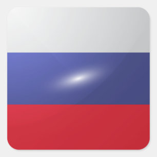Pegatina Cuadrada Bandera lustrosa cuadrada de Rusia