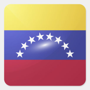 Pegatina Cuadrada Bandera lustrosa cuadrada de Venezuela