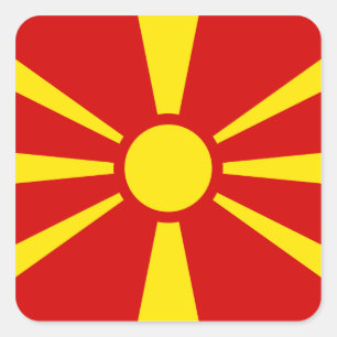 Pegatina Cuadrada Bandera macedónica