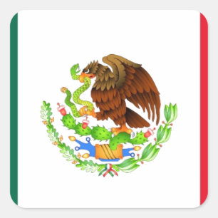 Pegatina Cuadrada Bandera mexicana
