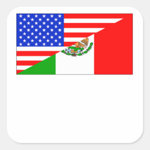 Pegatina Cuadrada Bandera mexicana-americano