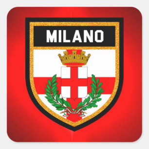 Pegatina Cuadrada Bandera Milán