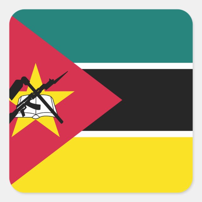 Pegatina Cuadrada Bandera mundial de Mozambique (Anverso)