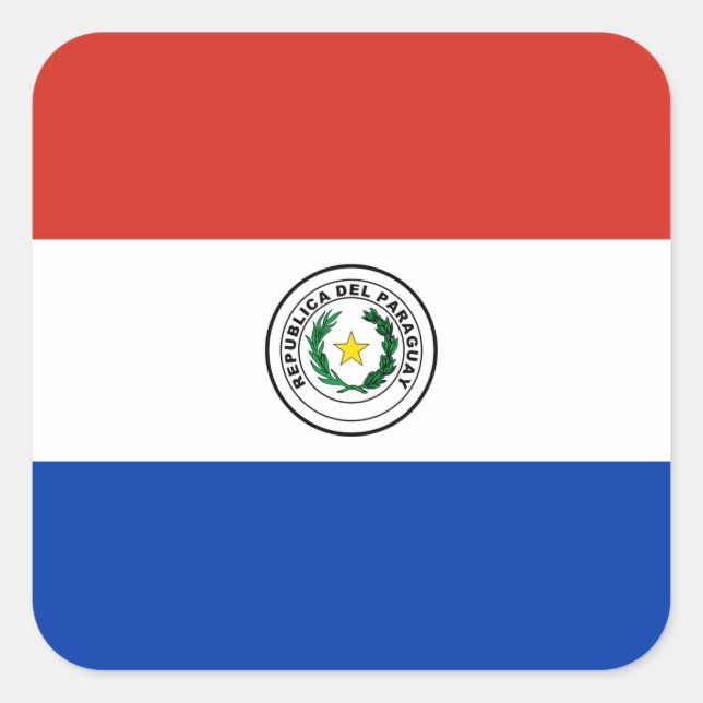 Pegatina Cuadrada Bandera Mundial de Paraguay (Anverso)