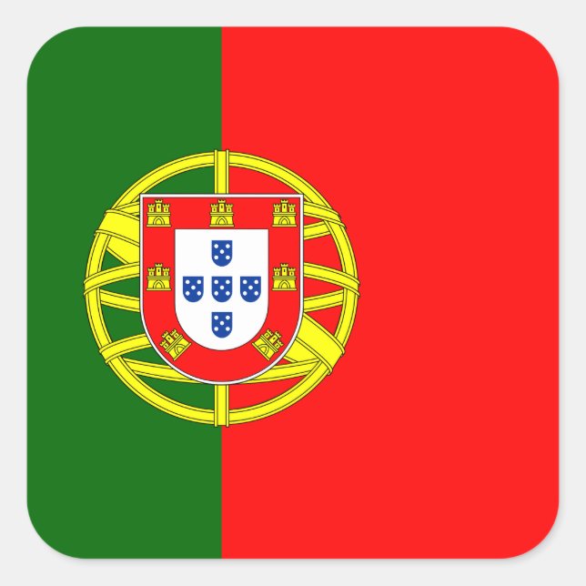 Pegatina Cuadrada Bandera Mundial de Portugal (Anverso)