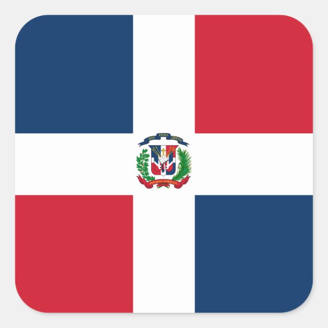 Pegatina Cuadrada Bandera Mundial de República Dominicana (Anverso)