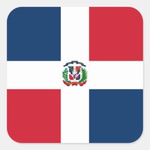 Pegatina Cuadrada Bandera Mundial de República Dominicana