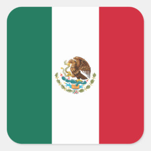 Pegatina Cuadrada Bandera nacional de Bandera de México Mexicanos