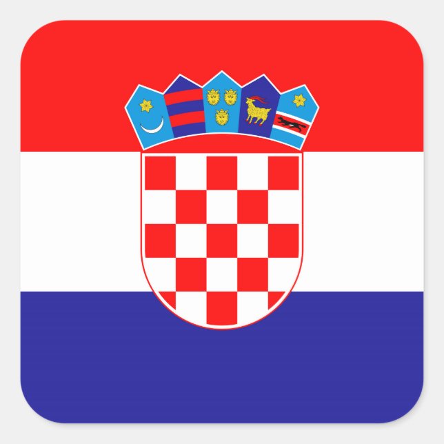 Pegatina Cuadrada Bandera nacional de Croacia Zastava Hrvatske (Anverso)