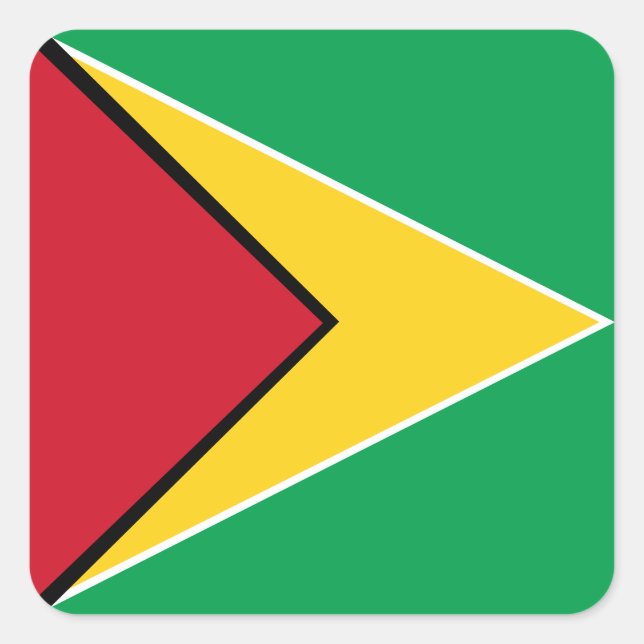 Pegatina Cuadrada Bandera nacional de Guyana (Anverso)
