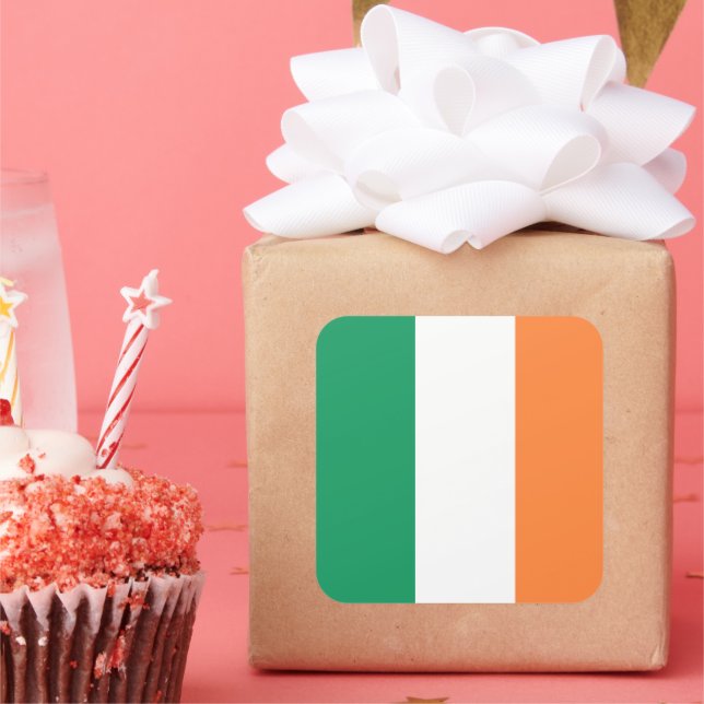 Pegatina Cuadrada Bandera nacional de Irlanda, norma irlandesa, cart (Fiesta)