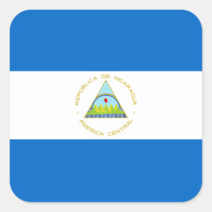 Pegatina Cuadrada Bandera nacional de Nicaragua