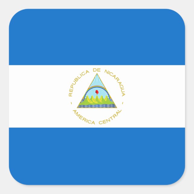Pegatina Cuadrada Bandera nacional de Nicaragua (Anverso)