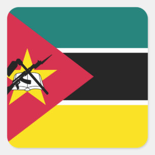 Pegatina Cuadrada Bandera nacional del mundo de Mozambique