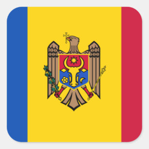 Pegatina Cuadrada Bandera nacional del mundo del Moldavia