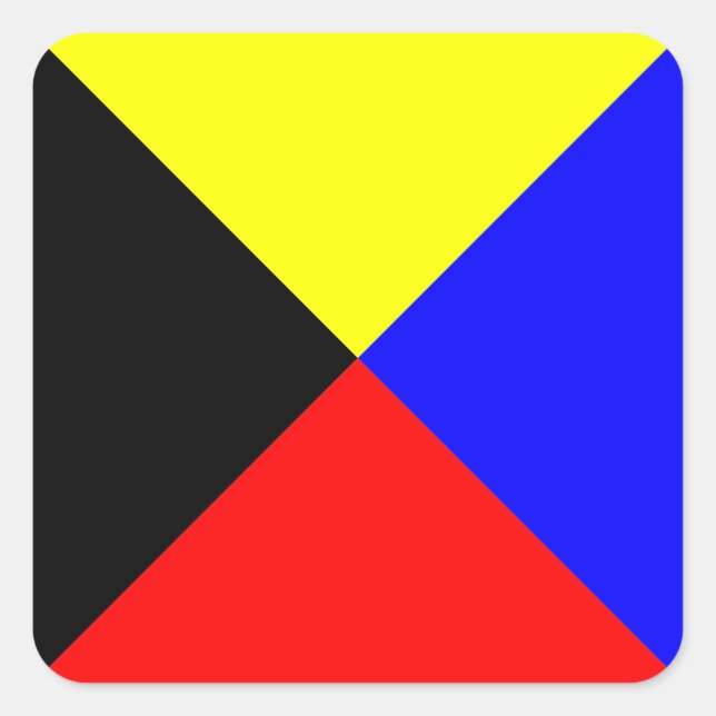 Pegatina Cuadrada Bandera náutica ZULU (Anverso)