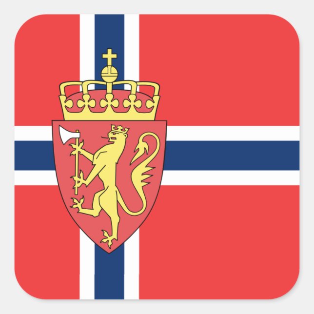 Pegatina Cuadrada Bandera noruega, Bandera de Noruega (Anverso)