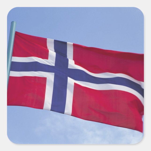 Pegatina Cuadrada Bandera noruega RF) (Anverso)