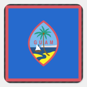 Pegatina Cuadrada Bandera oficial de Guam en rayas