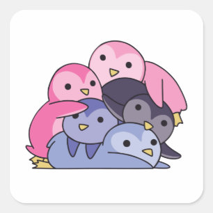 Pegatina Cuadrada Bandera Omnisexual Orgullo Lgbtq Cute Pingüino