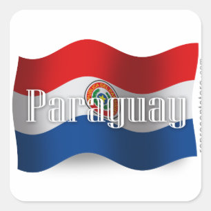 Pegatina Cuadrada Bandera ondeada de Paraguay