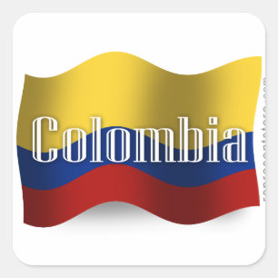 Pegatina Cuadrada Bandera ondulante de Colombia