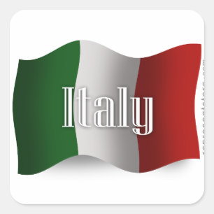 Pegatina Cuadrada Bandera ondulante de Italia