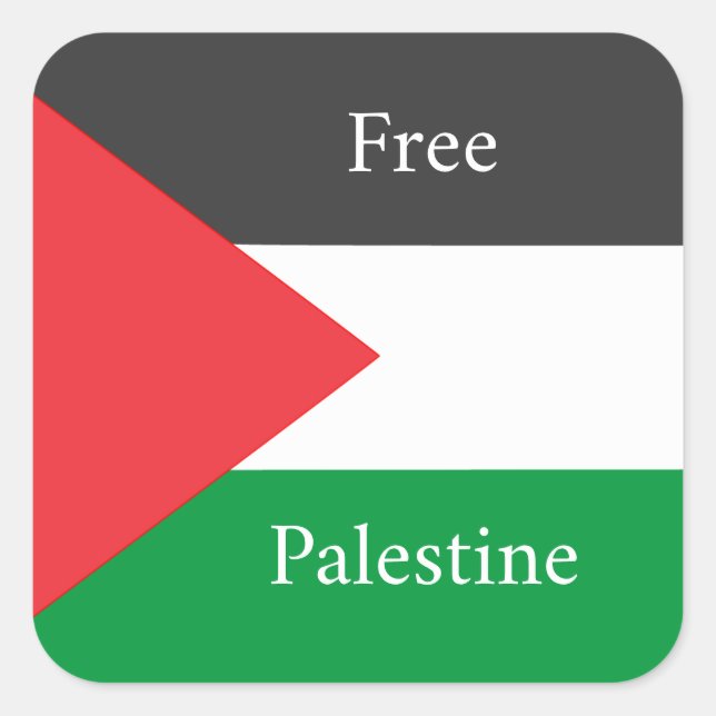 Pegatina Cuadrada Bandera palestina Free Palestine personalizada (Anverso)