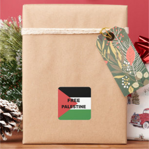 PEGATINA CUADRADA BANDERA PALESTINA LIBRE BLANCO VERDE NEGRO ROJO