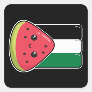 Pegatina Cuadrada Bandera palestina linda con Palestina sin sandía